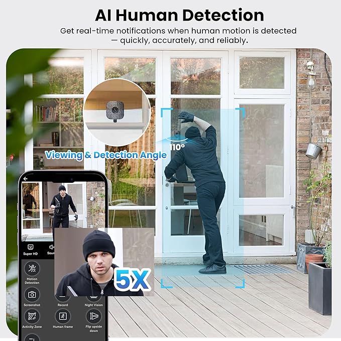 2K Window Camera with 32GB Memory Card, 5GHz & 2.4GHz WiFi Indoor Cameras - Image 4