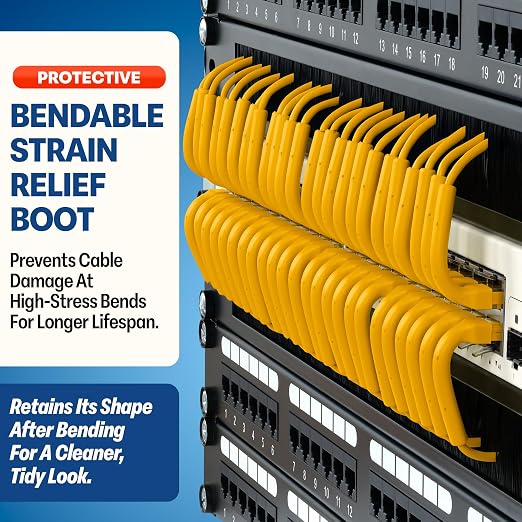 Everest Ultra Slim Cat6a Ethernet Patch Cables 0.5ft Yellow - Image 3