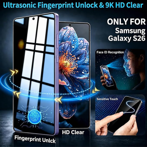 2+2 Pack for Galaxy S26 Privacy Screen Protector and Lens Protector, Ultrasonic - Image 2