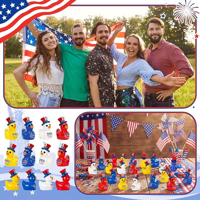 Skylety 100 Pcs Patriotic Mini Ducks 4th of July Independence Day Party Decor - Image 7