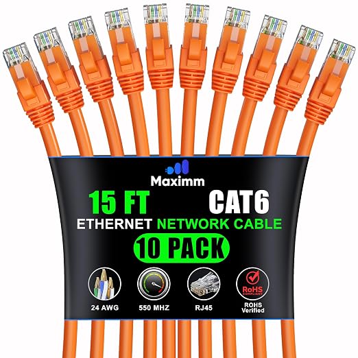 Maximm Cat 6 Ethernet Cable 15 ft by MaximmCable