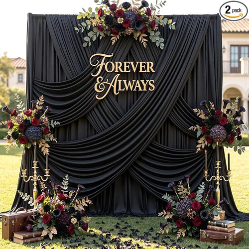 12ft x 10ft Black Backdrop Curtains by CO-AVE