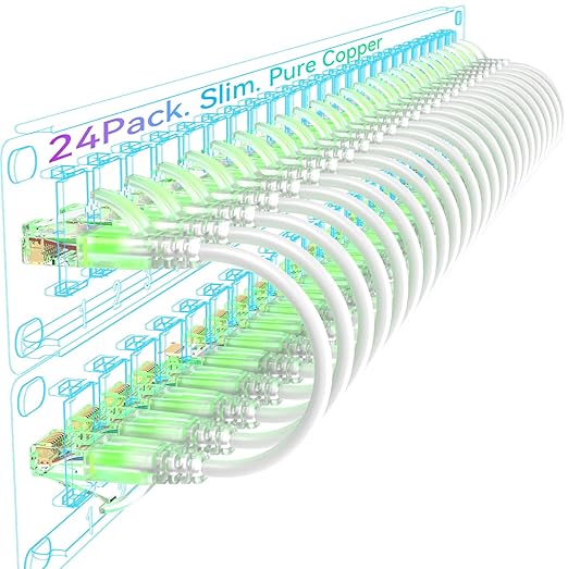 Sokqovt Cat6a Slim Ethernet Patch Cable 5ft, Flexible 10G 550MHZ, 28AWG Pure by Unknown