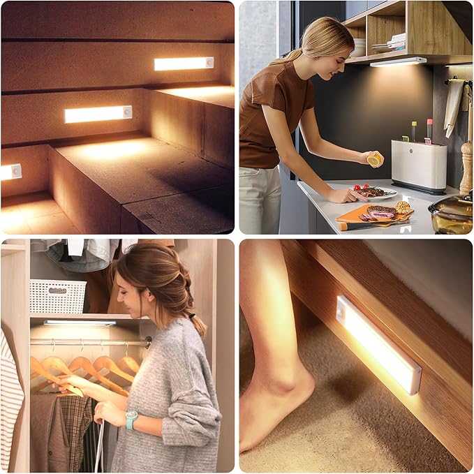 6 Pack Under Cabinet Lighting Wireless, 68 LED Rechargeable Battery Motion - Image 7