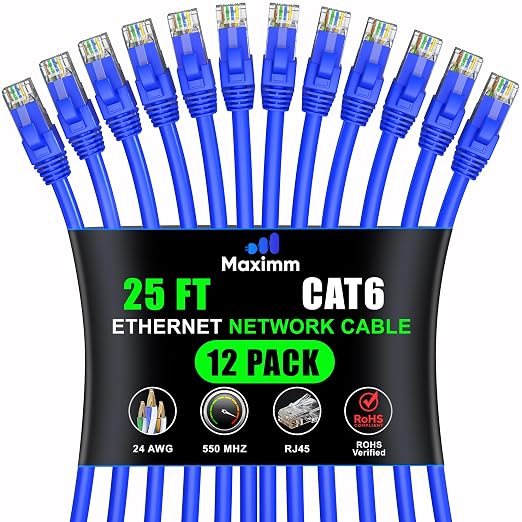 Maximm Cat 6 Ethernet Cable 25 Ft, Cat6 Cable, LAN Cable, Internet Cable by MaximmCable