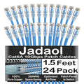 Jadaol UL Listed Patch Cables Cat 6a / Cat 6 1.5 ft 24-Pack, 10Gbps 550MHz Slim by Jadaol