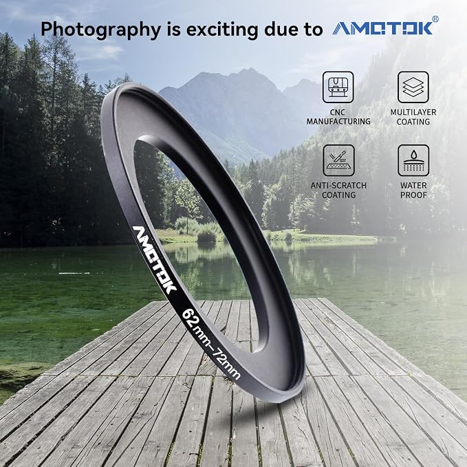 62mm Lens to 72mm Camera Lens Adapter, 62mm to 72mm Filter Step-up Ring Adapter - Image 2