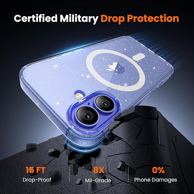 toushion 3 in 1 for iPhone 16 Plus Case Clear Glitter | - Image 4