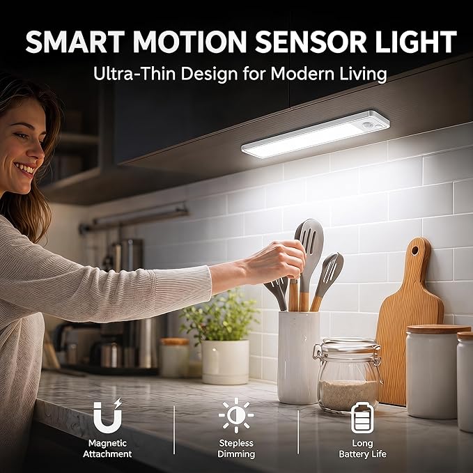Under Cabinet Motion Sensor Lighting: 12 Inch Dimmable Rechargeable Lights - Image 2