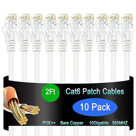 Cat6 Ethernet Patch Cable 2 ft, Cat6 Patch Cable by Lysymixs