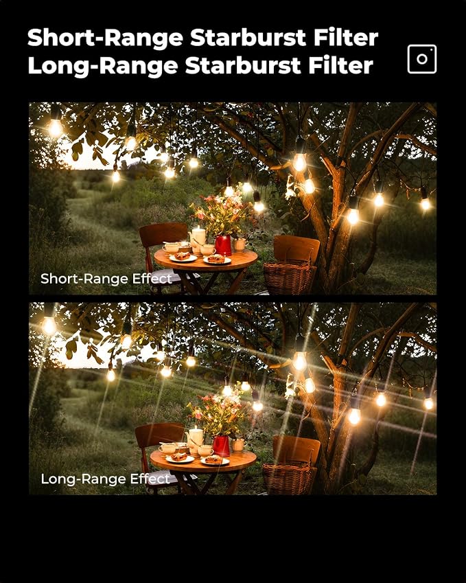 K&F CONCEPT 77mm Variable Short Line Star Lens Filter, Cross Screen Starburst - Image 5