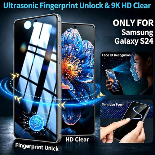 2 Pack for Samsung Galaxy S24 Privacy Screen Protector, 2 Pack Camera Protector - Image 2