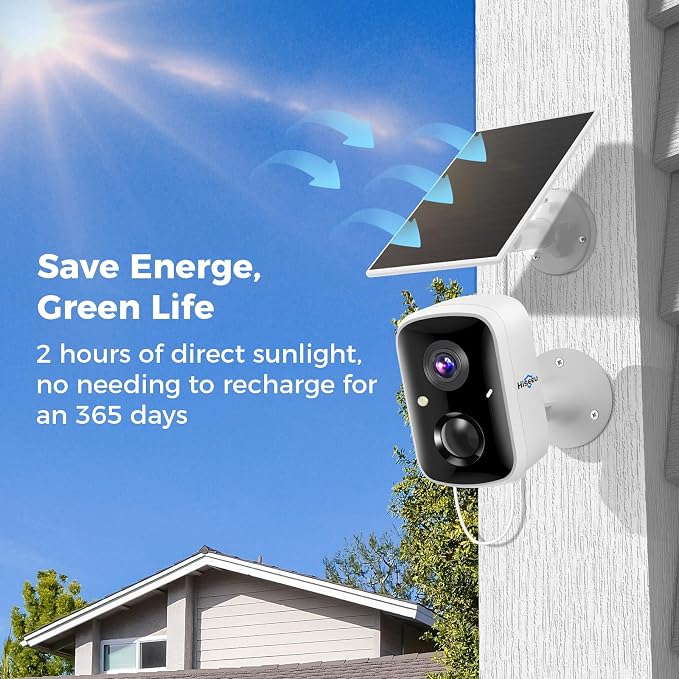 Hiseeu Solar Camera Security Outdoor, 4 Pack 100% Wireless 3K 4MP Surveillance - Image 3