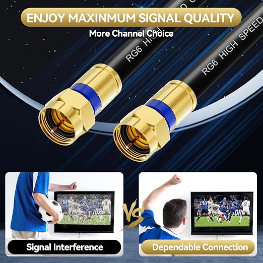 Coaxial Cable 1.5ft 10 Pack, RG6 Coax Cable Cord Extender - Image 2