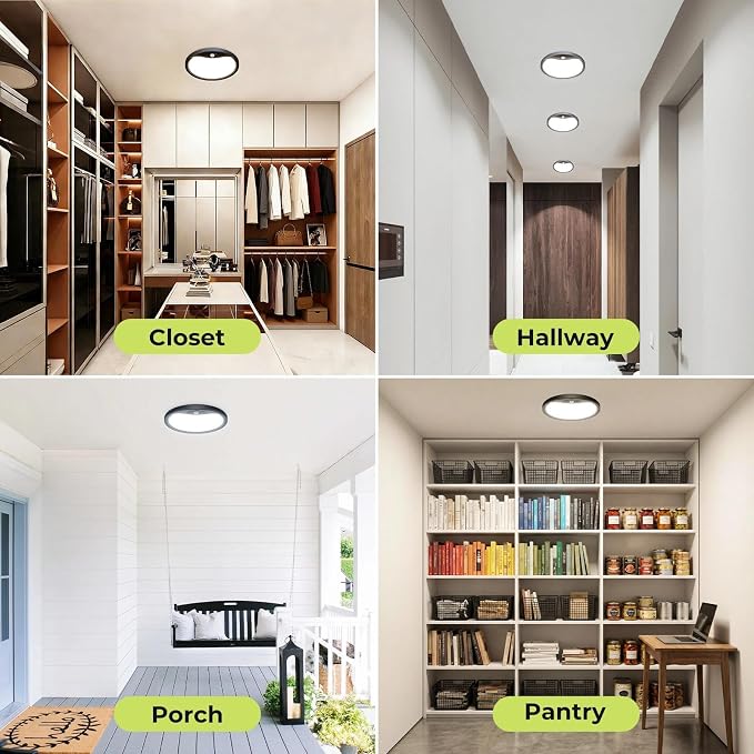 hepside Motion Sensor Ceiling Light Wired, 3000K/4000K/6500K LED Flush Mount - Image 6