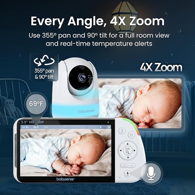 Babysense PRO Full HD 5.5" Split Screen Baby Monitor - Image 7
