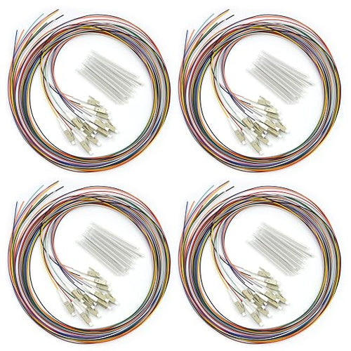 4Pack 12 Strand Multimode OM3 50/125 LC-UPC Fiber Pigtail, 1.5 Meters LC-OM3 by Bangun