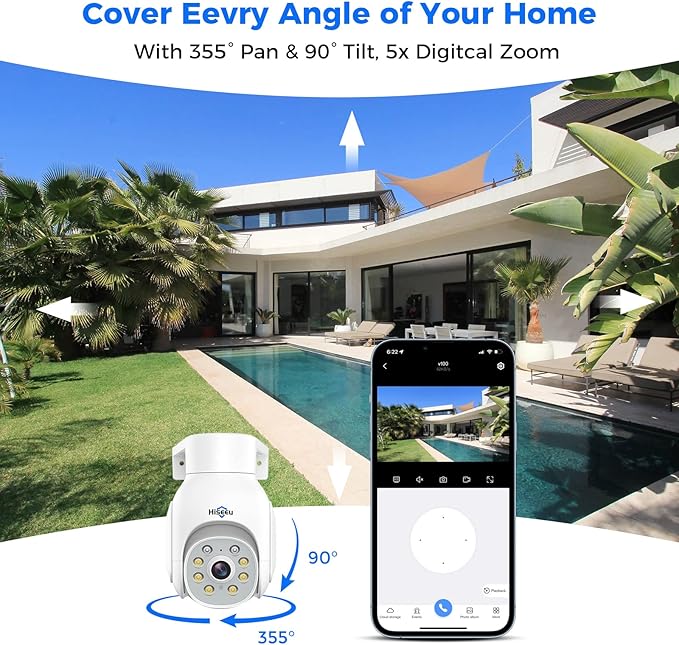 Hiseeu 3MP Wireless Outdoor Security Camera, 2.4G/5G WiFi, Color Night Vision - Image 2