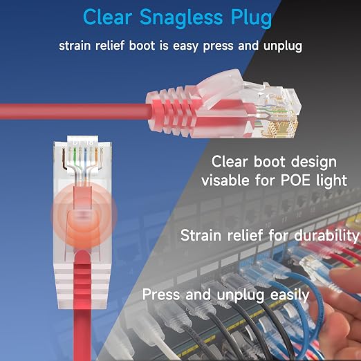 Cat6a Slim Ethernet Patch Cable 1 ft, Cat6a Patch Cable - Image 4