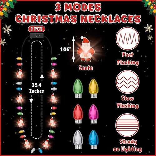 1PCS Light up Christmas Necklace, 3 Modes Multicolor Christmas Accessories - Image 2