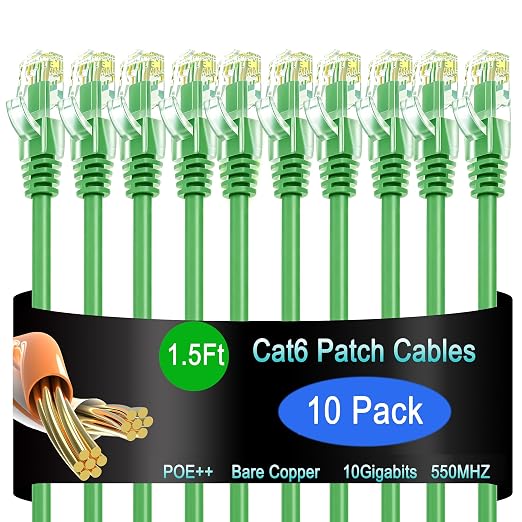 Cat6 Ethernet Patch Cable 1.5 ft, Cat6 Patch Cable by Lysymixs