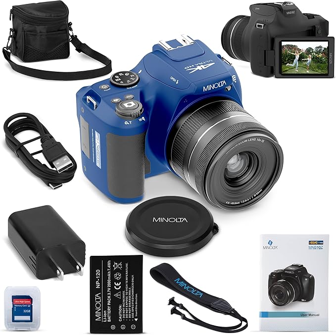 Minolta 64MP Digital Camera – 10x Optical Zoom, 4K Ultra HD Video, Macro by Minolta