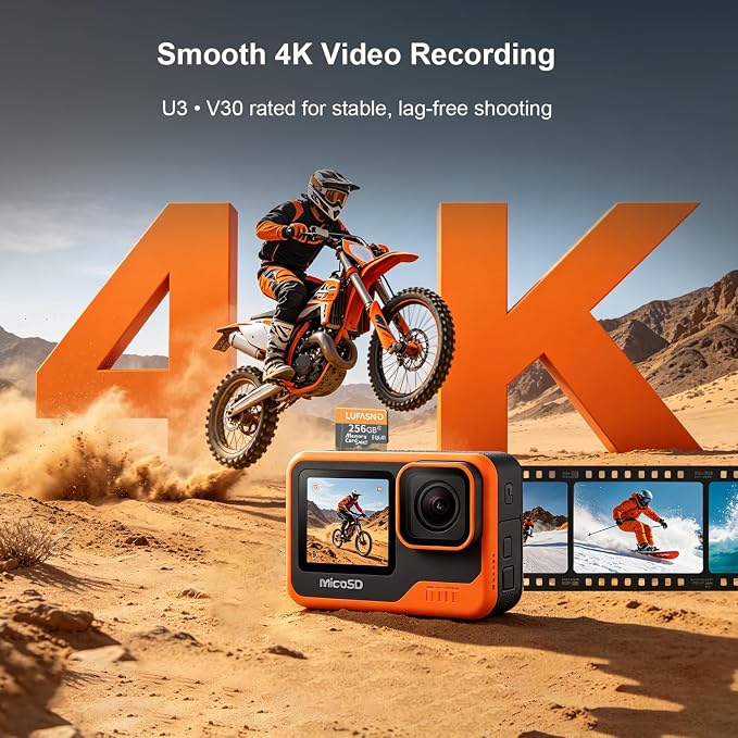 256GB Micro SD Card with Adapter, High Speed U3 C10 V30 SDXC Memory Card Up to - Image 3