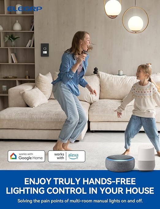 ELEGRP Smart Motion Sensor Switch, 2.4GHz Wi-Fi 3 Way Light Switch Compatible - Image 3