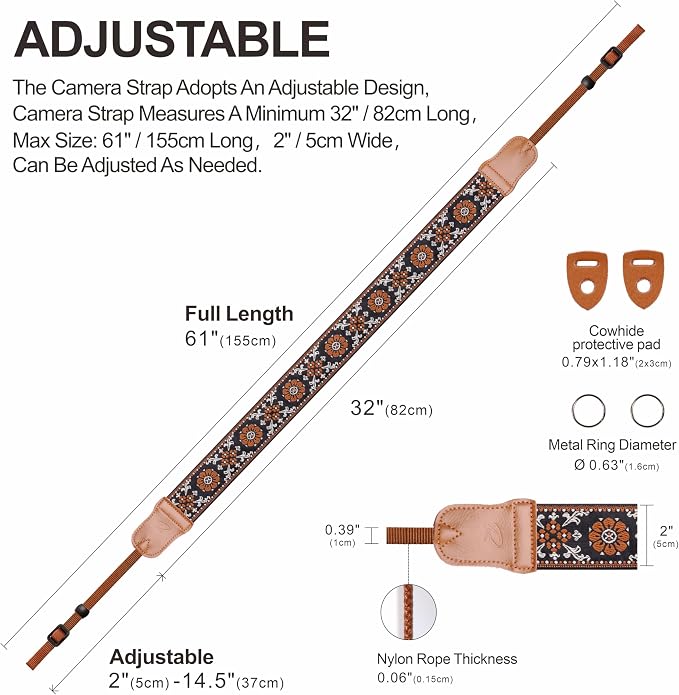Padwa Lifestyle Brown Flower Camera Strap - Image 5