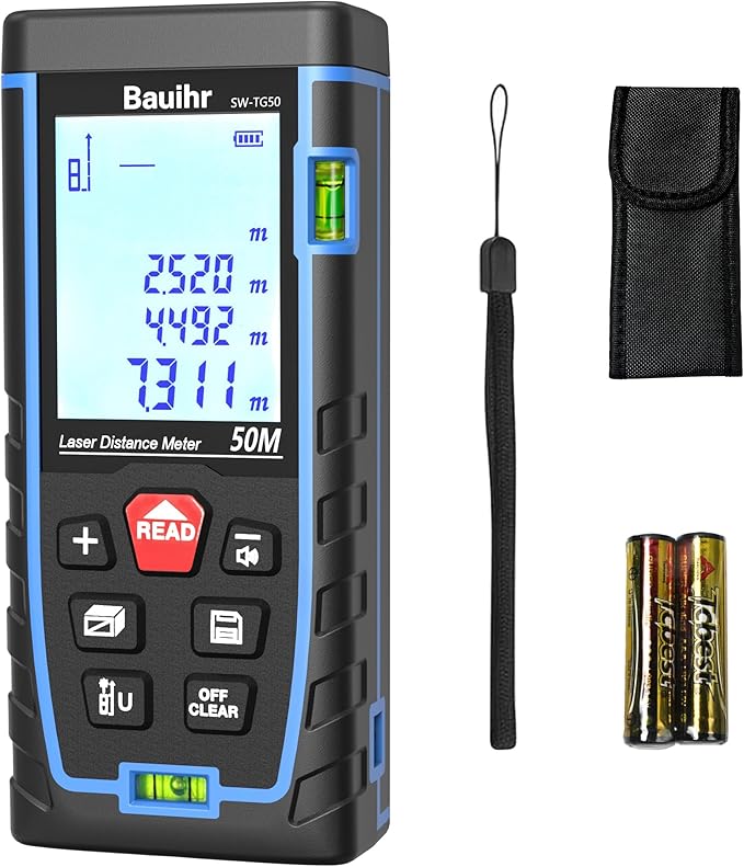 Laser Measure, Bauihr 165ft Laser Distance Meter, Portable Laser Measurement by Bauihr