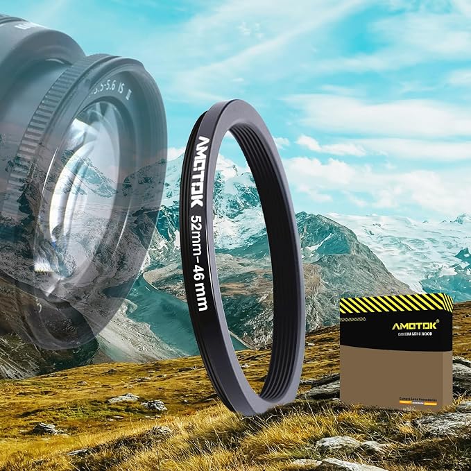 52mm Lens to 46mm Camera Lens Adapter, 52mm-46mm Filter Step-Down Ring by AMOTOK