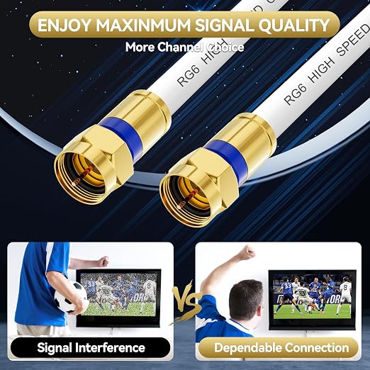 Coaxial Cable 1.5ft 10Pack, RG6 Coax Cable Cord Extender - Image 2
