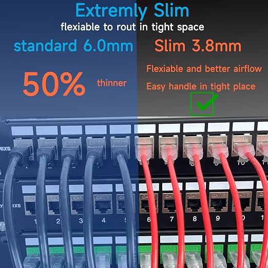 Cat6a Slim Ethernet Patch Cable 1 ft, Cat6a Patch Cable - Image 3
