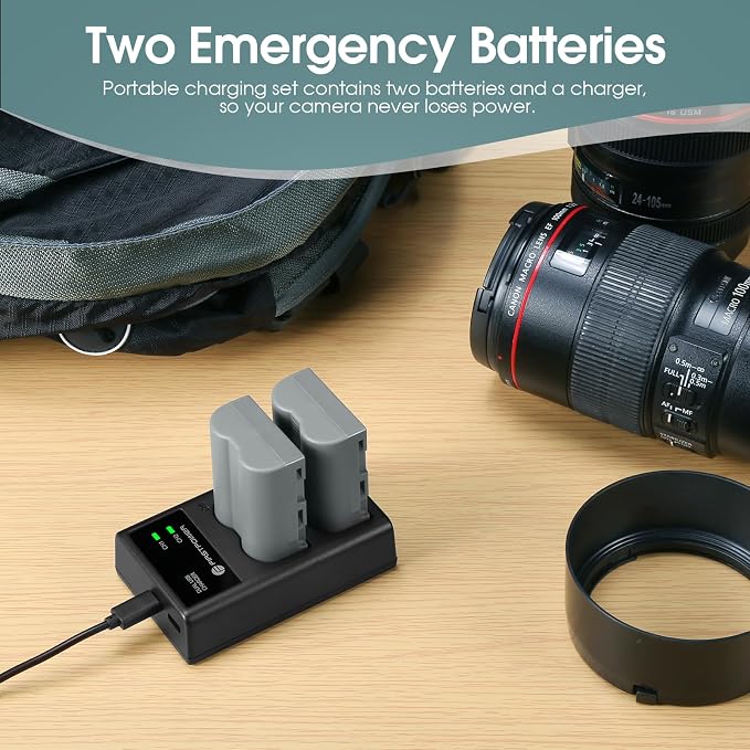 FirstPower EN-EL3e Battery 2-Pack 2200mAh and Dual USB Charger Compatible - Image 6