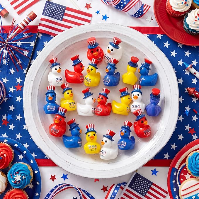 Skylety 200 Pcs Patriotic Mini Ducks 4th of July Independence Day Party Decor - Image 4