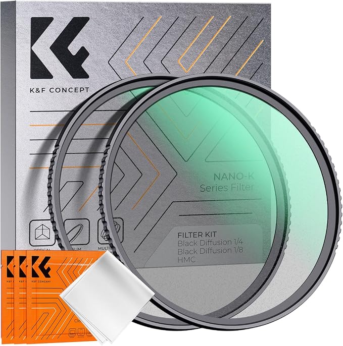 K&F CONCEPT 52mm Black Diffusion 1/4 & 1/8 Filters Kit Mist Cinematic Effect by KFCONCEPT