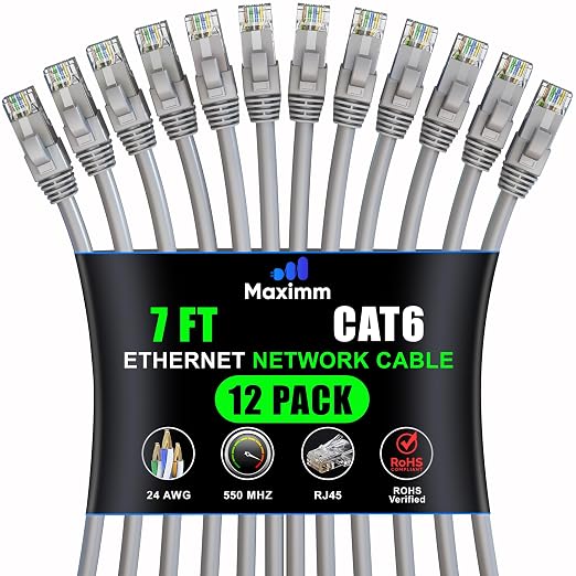 Maximm Cat 6 Ethernet Cable - 7 ft - High-Speed LAN by MaximmCable