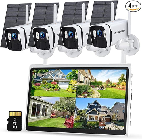 4MP Solar Powered Security Camera Outdoor Wireless System by ZHXINSD
