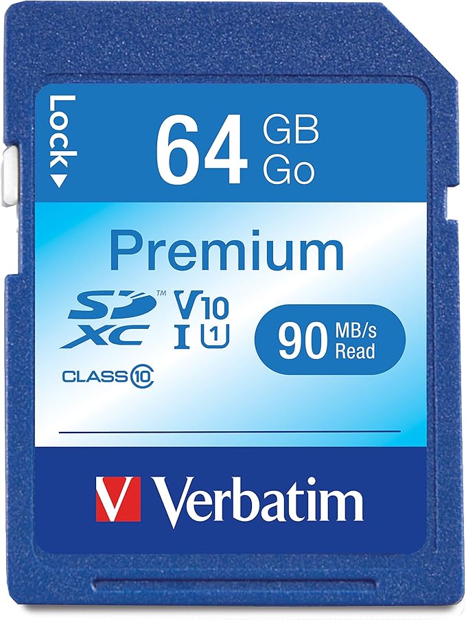 Verbatim 64GB Premium SDXC Memory Card, UHS-I V10 U1 Class 10 by Verbatim