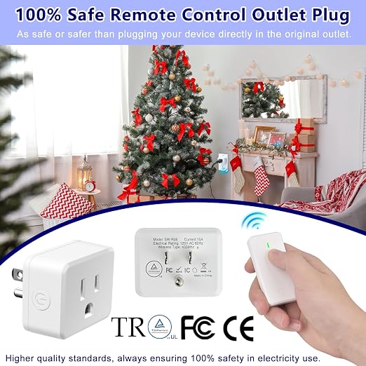 Remote Switch Outlet 2Sets, Wireless On/Off Light Switch Wall Mounted, TUV - Image 2