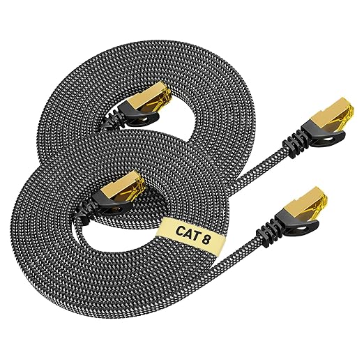 ARISKEEN Cat 8 Ethernet Cable 3 FT 2 Pack, Nylon Braided High Speed Cat8 by ARISKEEN