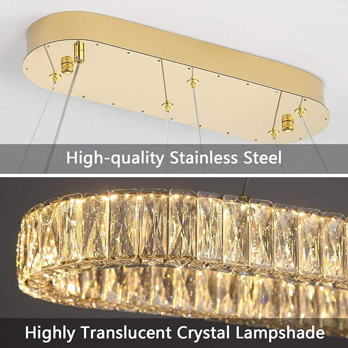HAIXIANG Crystal 59 Inch Long Chandelier Modern Dimmable LED Chandeliers - Image 3