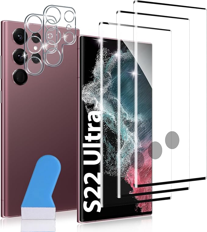 for Samsung Galaxy S22 Ultra Screen Protector, 3 Pack Tempered Glass by JavoYion