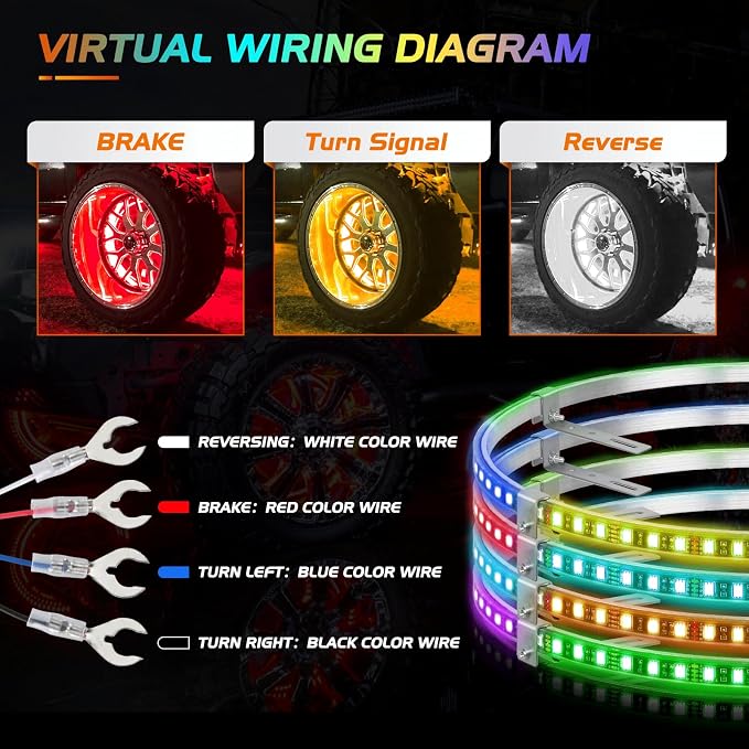 Nilight 4PCS 15.5inch LED Wheel Ring Lights RGB - Image 4