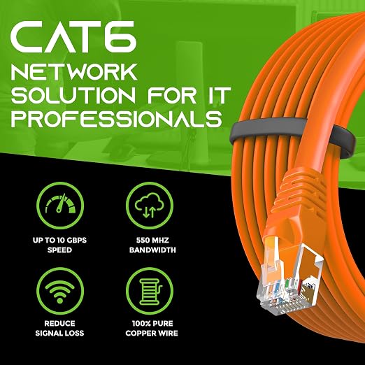 GEARit Cat 6 Ethernet Patch Cable 3 ft Orange Cat6 Patch Cables 3ft - Image 9