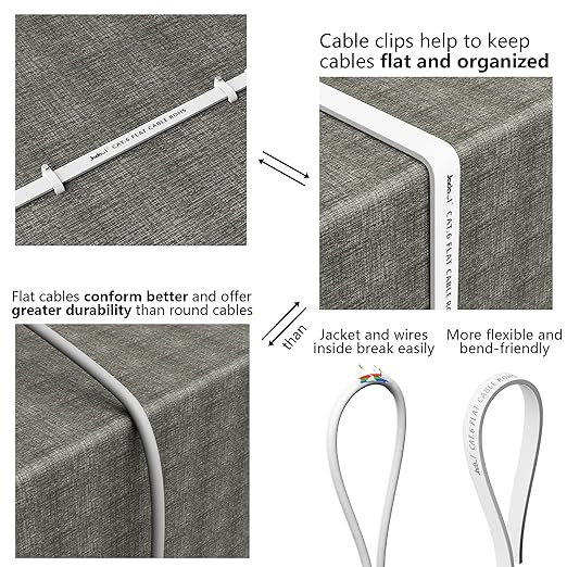 Jadaol Cat 6 Ethernet Cable 20 ft, 10Gbps Support Cat8 Cat7 Network, Flat RJ45 - Image 5