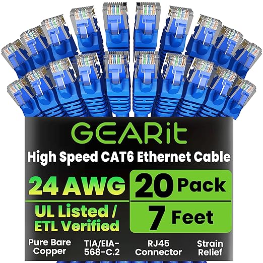 GEARit Cat 6 Ethernet Patch Cable 7 ft Blue by GEARit