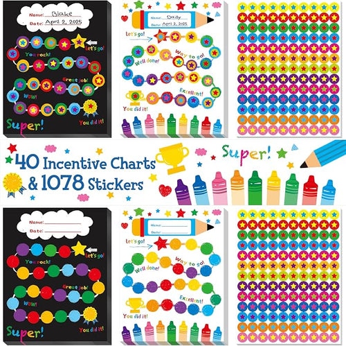 40 Pack Incentive Chart, 2 Adorable Designs by Stickyourhappymoment