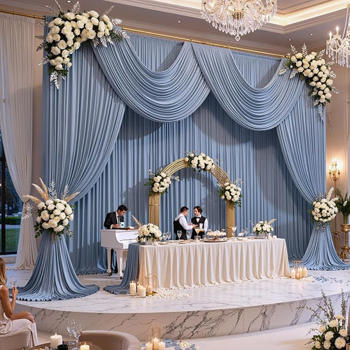 20ft x 15ft Dusty Blue Backdrop Curtains - Image 2