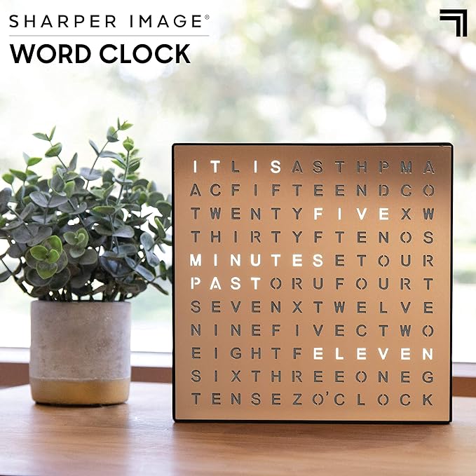 Sharper Image LED Word Digital Clock, Copper Finish, Light-Up Desk & Wall Clock - Image 2